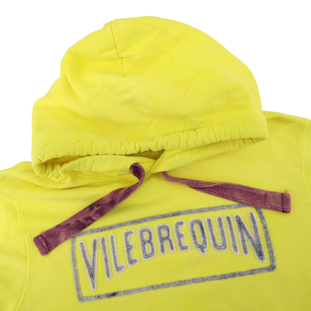Vilebrequin Logo Embroidered Pullover Hoodie Neon Yellow Long Sleeve Mens Small